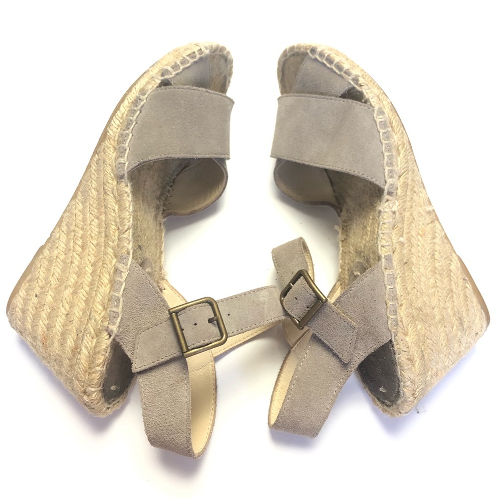 Soludos Gray Suede Wedge Sandals